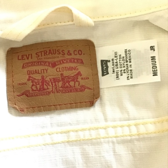 LEVI STRAUSS DENIM IVORY JACKET SIZE MEDIUM JR - Picture 5 of 7